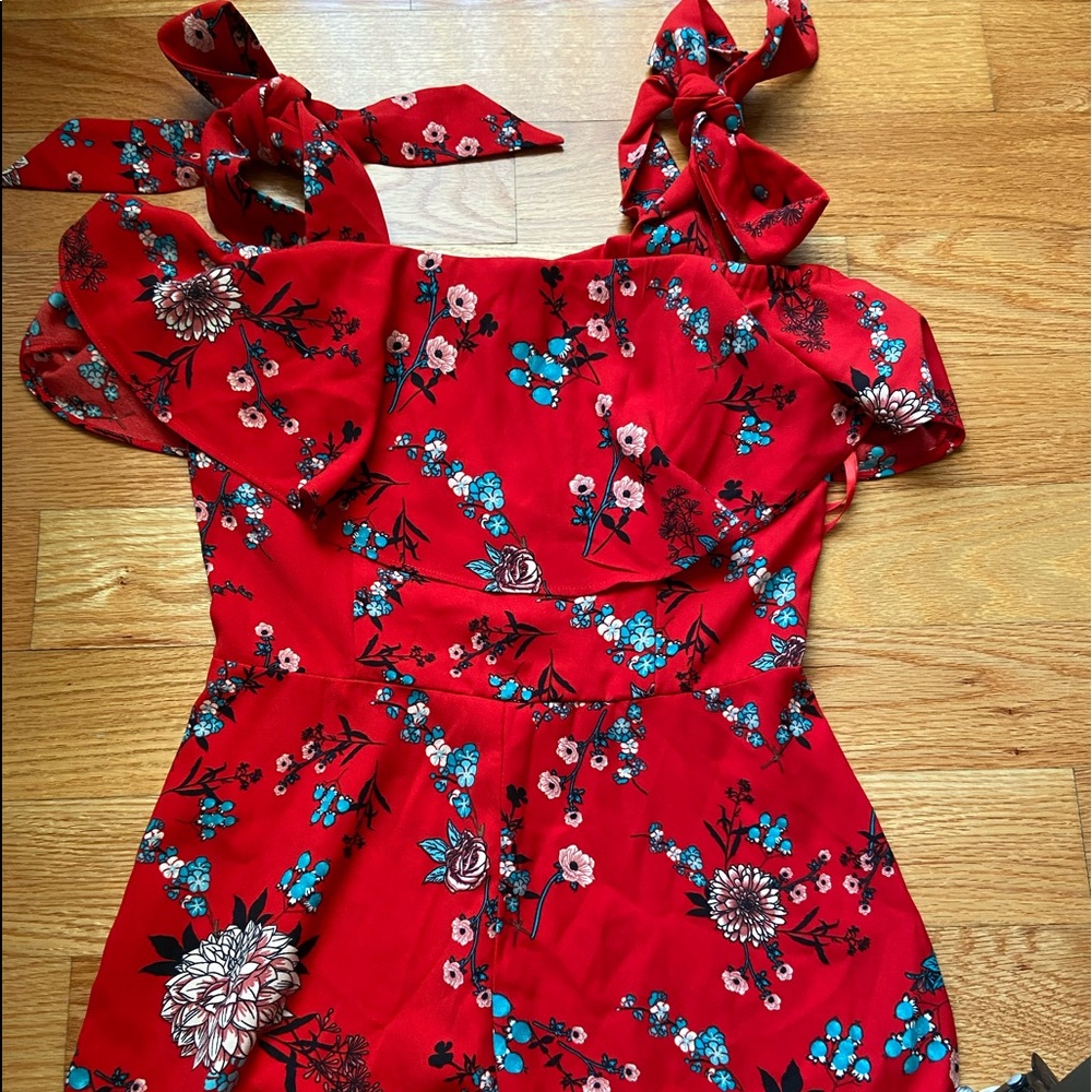 Lea and Viola Red Romper